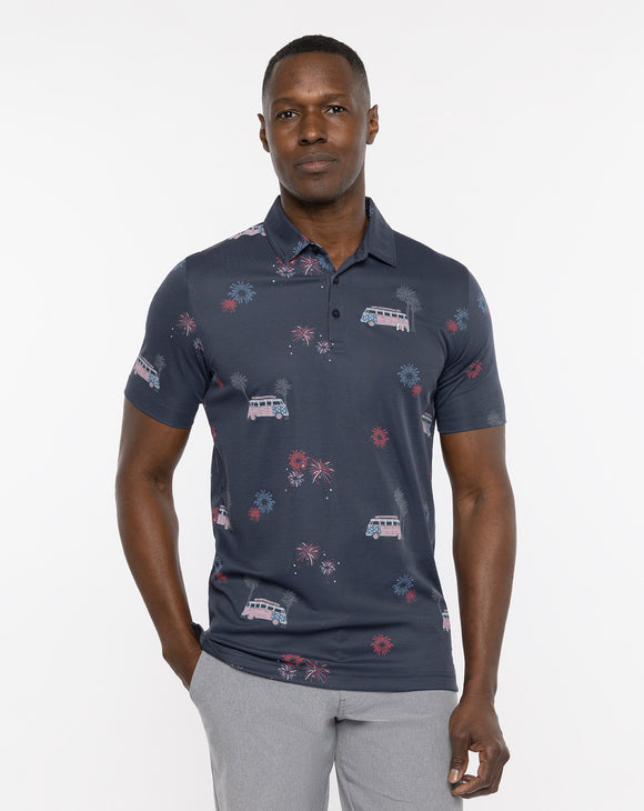 Travis Mathew Men's Firework Display Polo- Blue Nights