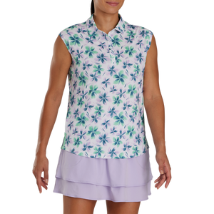 FootJoy Women's Cap Sleeve Floral Polo- Lavender/Mint/Teal