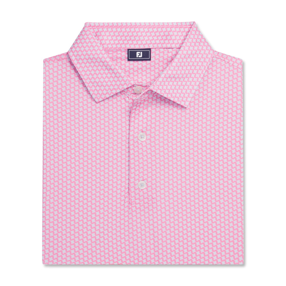 FootJoy Lisle Houndstooth Geo Polo- Pink Lemondae