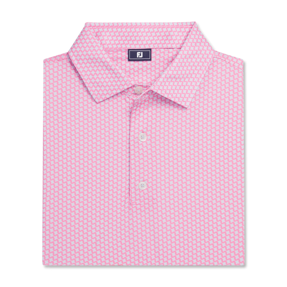 FootJoy Lisle Houndstooth Geo Polo- Pink Lemondae