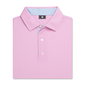 FootJoy Citrus Print Lisle Polo- Pink Lemonade/ Skyway