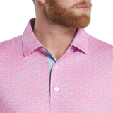 FootJoy Citrus Print Lisle Polo- Pink Lemonade/ Skyway