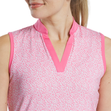 FootJoy Women's Open Placket Sleeveless Polo- Pink Lemonade