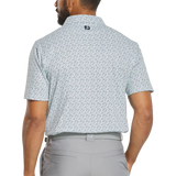 FootJoy Men's Gamer Pique Polo- White/Steel Blue/Navy