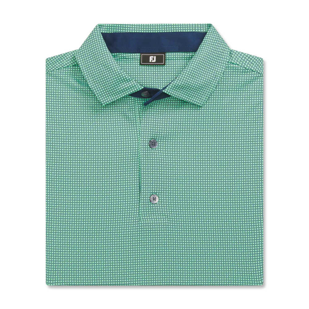 FootJoy Men's Circle Foulard Lisle Polo- Seafoam/Navy