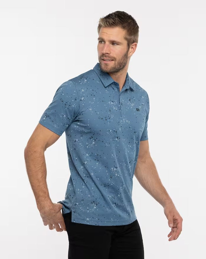 Travis Mathew Men's Splatter Print Polo- Steller Blue