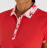 FootJoy Women's Floral Trim Short Sleeve Polo- Red