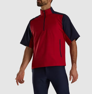 FootJoy 2023 Men's Short Sleeve Sport Windshirt- Crimson/Navy
