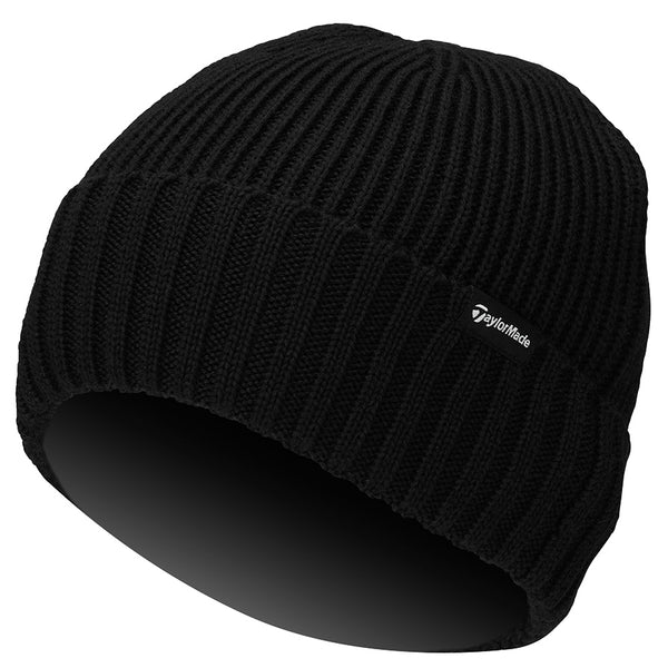 TaylorMade Ribbed Knit Beanie- Black