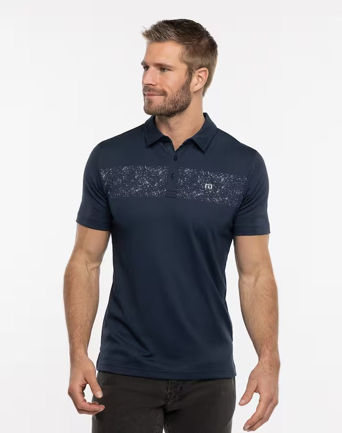 Travis Mathew Men's Splatter Stripe Polo- Navy