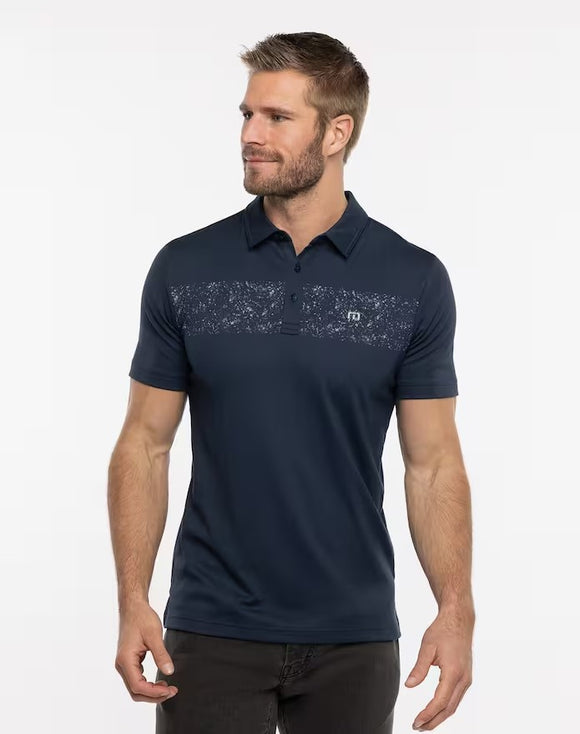 Travis Mathew Men's Splatter Stripe Polo- Navy