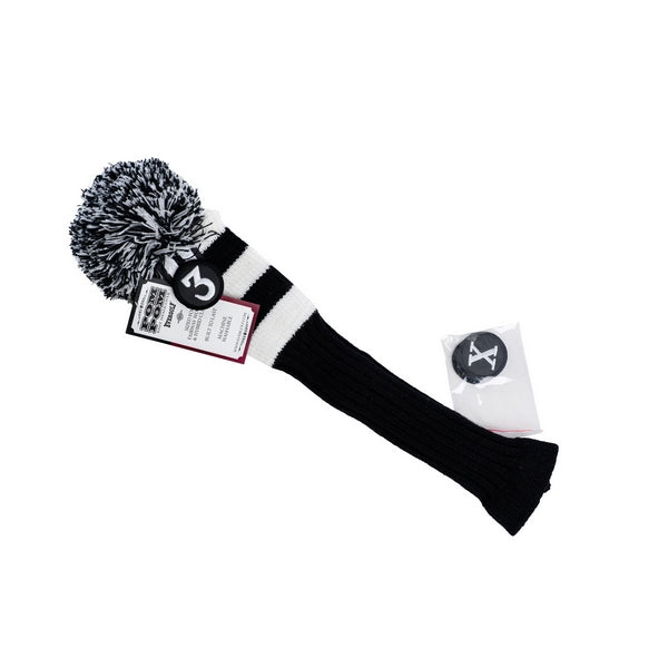 EverGolf Pom Pom Fairway/Hybrid Head Cover- Black/White