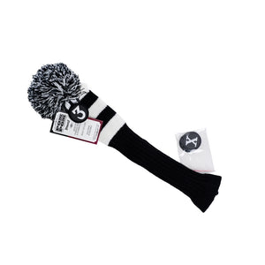 EverGolf Pom Pom Fairway/Hybrid Head Cover- Black/White