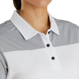 FootJoy Women's Lisle Dot Print Yoke Polo- White