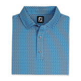 FootJoy Loop Print Lisle Polo- Black/French Blue/White