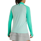 FootJoy Women's Long Sleeve Sun Protection Polo- Jade/White