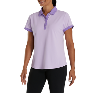 FootJoy Women's Short Sleeve Color Block Polo- Purple Cloud