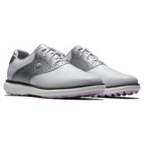 FootJoy Women's Traditions Golf Shoes- White/Silver/Purple