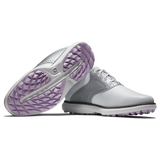FootJoy Women's Traditions Golf Shoes- White/Silver/Purple