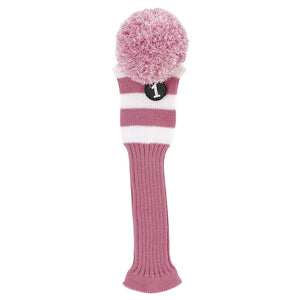 New EverGolf Pom Pom Drive Head Cover- Pink/White - Bogies R Us Golf Shop LowCountry Custom Golf