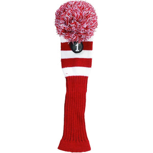 New EverGolf Pom Pom Drive Head Cover- Red/White - Bogies R Us Golf Shop LowCountry Custom Golf